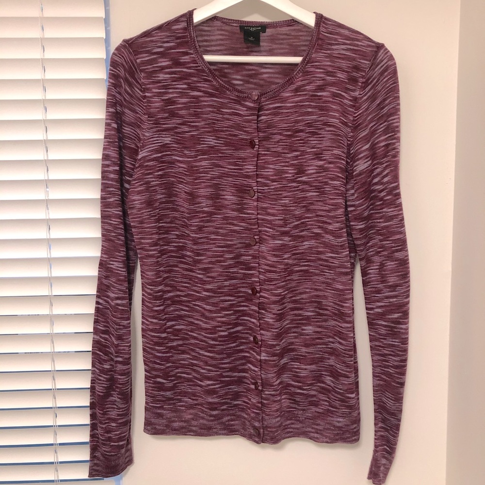 Ann Taylor Purple/Pink button up cardigan- Size M